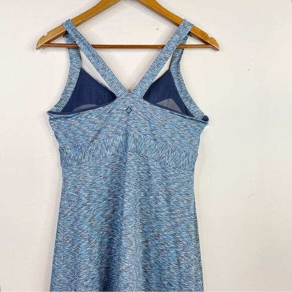 Prana Amaya Soft knit Racerback Activewear Dress SpaceDye Blue comfy womens L - Picture 5 of 11